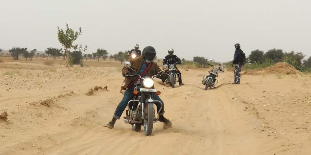 Bullet Bike in Rajasthan Sand